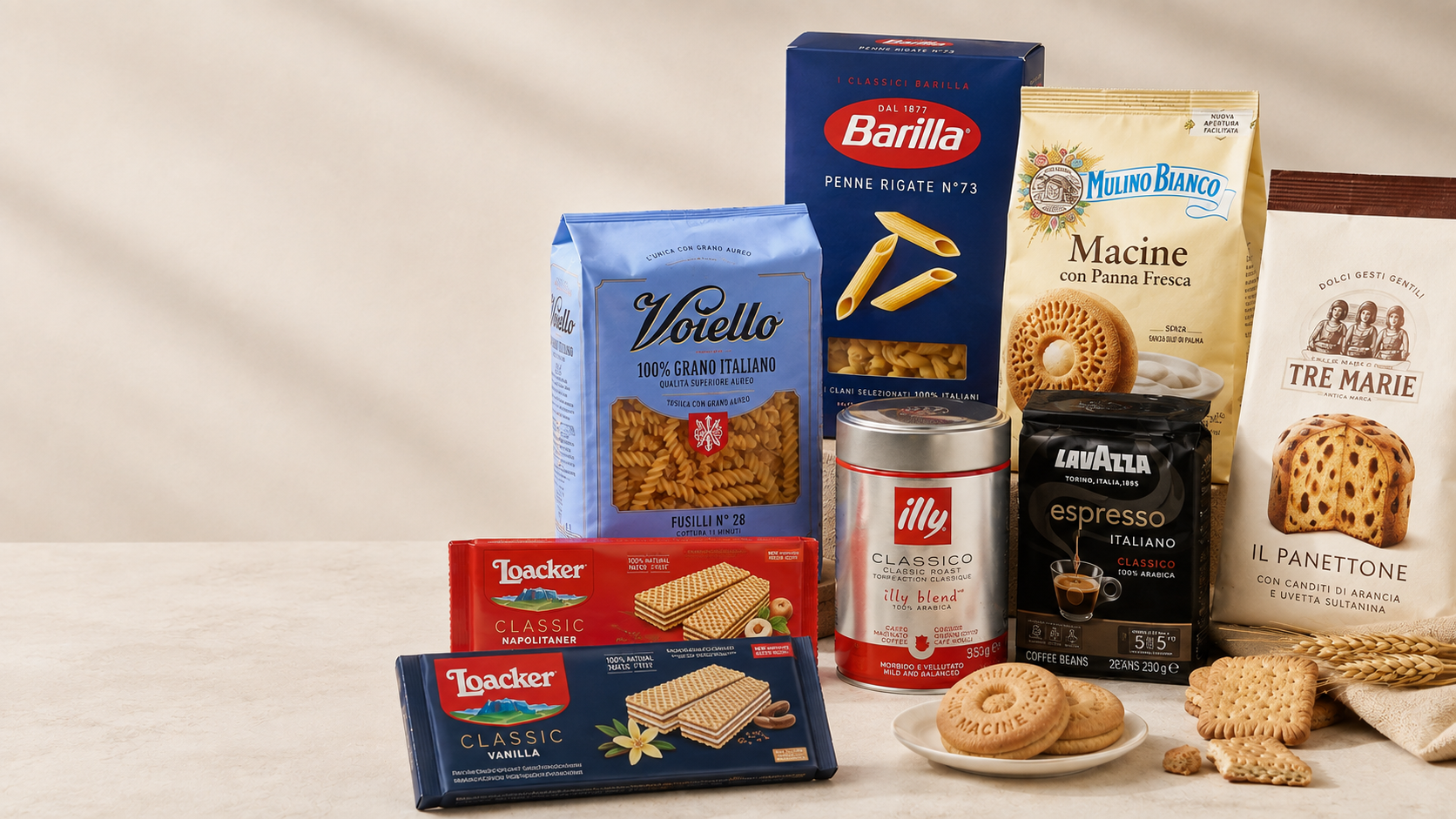 Selezione di prodotti alimentari italiani